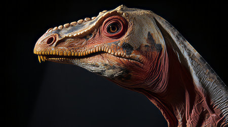 A close up of a Parasaurolophus's distinctive head crestの素材