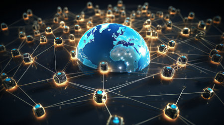 A network of interconnected devices, illustrating the Internet of Things conceptの素材