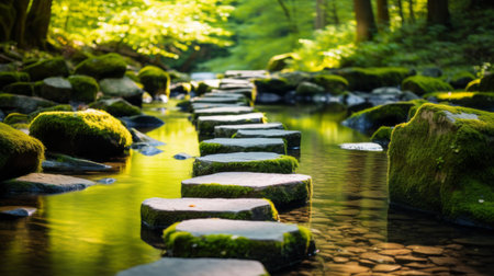 A path of stepping stones toward personal growthの素材
