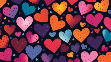 Vibrant pattern featuring hearts as a universal symbol of affectionの素材