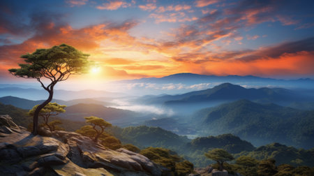 Enchanting landscape wallpaper, capturing the beauty of Earth's sceneryの素材