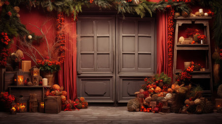 Vibrant Christmas backdrop, a burst of seasonal colors and warmthの素材
