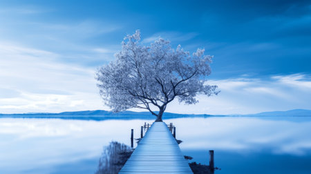 Calming blue scene, a visual oasis of tranquility and balanceの素材