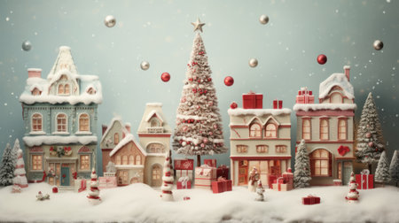 Festive scene evoking joy and happiness with cute elements.の素材