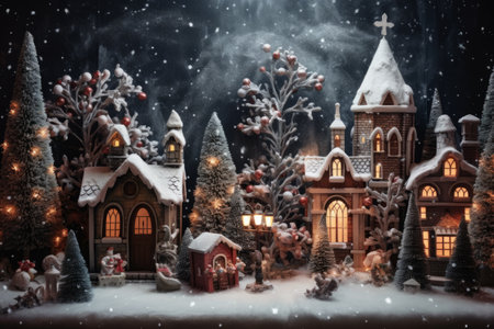 Vibrant holiday scene with decorations for Christmas and New Year'sの素材