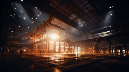 Radiant building site, showcasing the beauty of industry in motionの素材