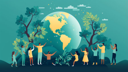 Acts of kindness art, humanity-inspired background illustrationの素材