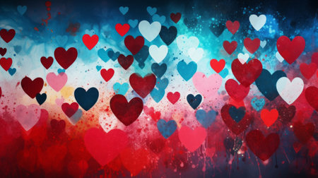 Artistic backdrop featuring heart shapes for conveying affectionの素材
