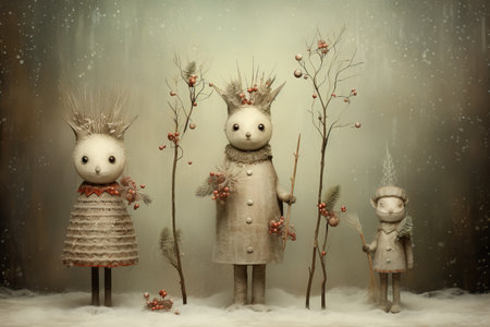 Delightful holiday adornments standing alone in joyの素材