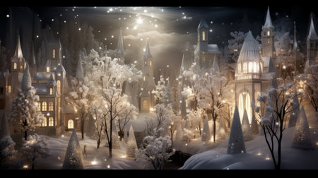 Ethereal Christmas wonderland evoking a sense of wonder.の素材
