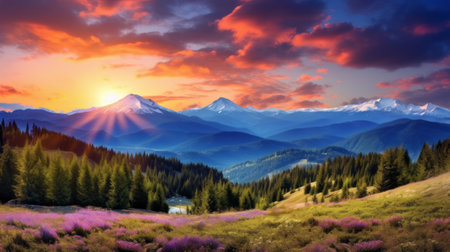Mesmerizing landscape wallpaper, inviting viewers into its scenic beautyの素材