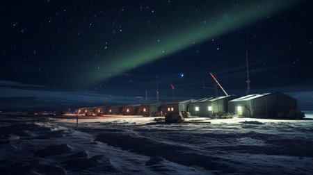 A military base under a starry skyの素材