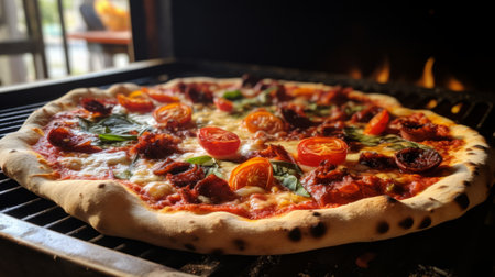 A delicious and aromatic homemade pizza straight from the ovenの素材