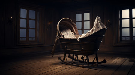 A haunted rocking crib moving on its ownの素材