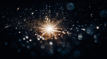 A closeup of a twinkling star in the night skyの素材