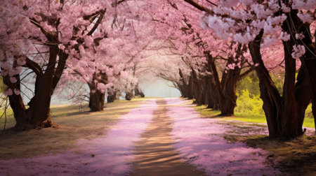 A path through a field of blossoming dreamsの素材