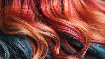 A close up of dynamic and ever changing color patterns in hairの素材