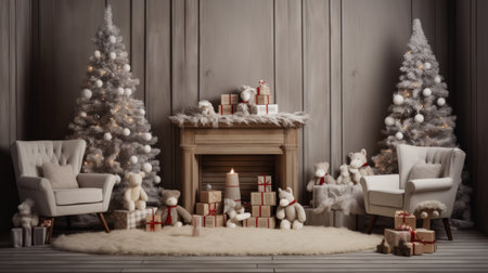 Cozy festive backdrop perfect for capturing the cuteness of the holidaysの素材
