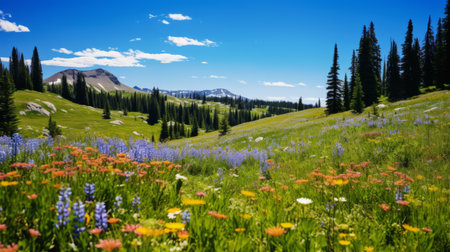 A peaceful meadow filled with wildflowersの素材