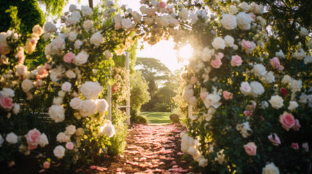 Backyard garden wedding with blooming rosesの素材