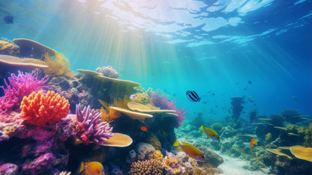 An underwater coral reef for an aquatic themed video callの素材