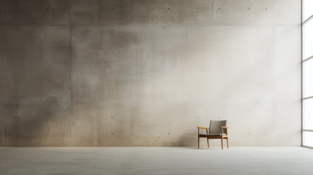 A minimalist view of a serene brutalist interiorの素材