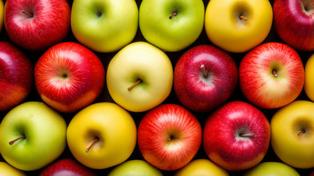 Colorful arrangement of ripe applesの素材