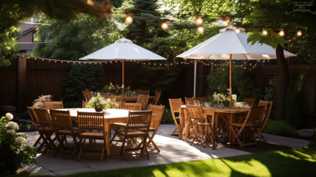 Intimate backyard wedding setupの素材
