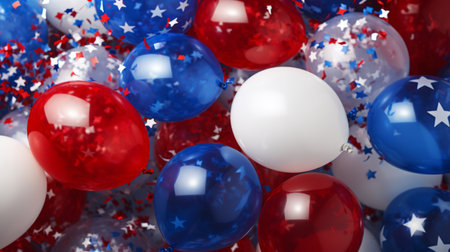 Colorful balloons and confetti add to the festive atmosphere of independence dayの素材