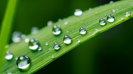 Hyper zoom closeup of a droplet on a blade of grassの素材