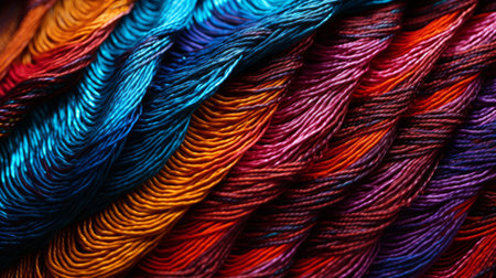A vibrant and colorful fabric with intricate patterns and texturesの素材