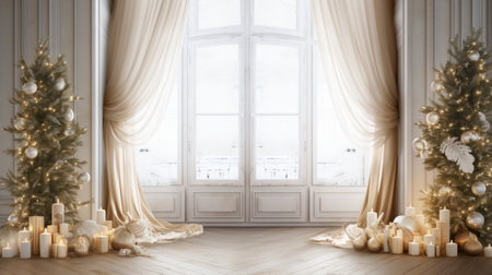 Beauty of the holidays with this enchanting backdrop that leaves room for textの素材