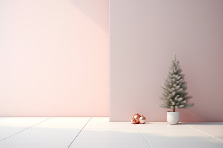 Small christmas tree in a white pot, perfect for holiday decorationsの素材