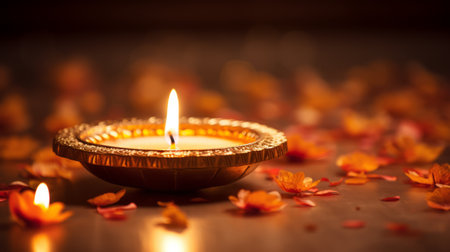 Diwali diya illuminating a sacred spaceの素材