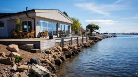 Coastal retreat pension with seafront relaxation and water sportsの素材