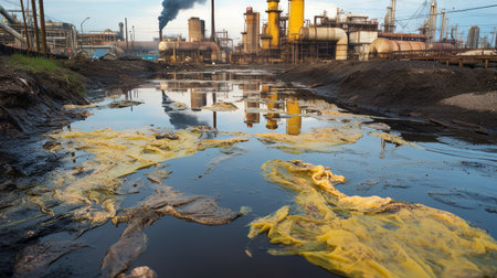 Polluted water in a contaminated industrial areaの素材