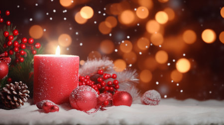 Radiating holiday cheer and warmth with this beautifully arranged christmas sceneの素材