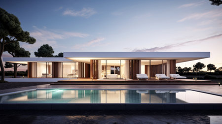 Modern, minimalist pension with sleek and contemporary designの素材