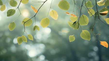 Leaves drifting in a gentle breezeの素材