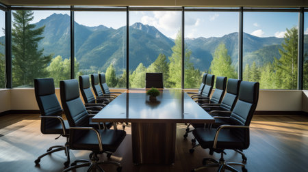 Professional conference room with a viewの素材
