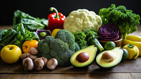 Stand with a variety of organic foodsの素材