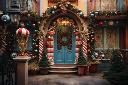 Vibrant holiday decorations and joyful christmas atmosphereの素材