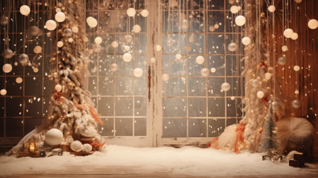 Whimsical christmas decor creating a magical backdropの素材