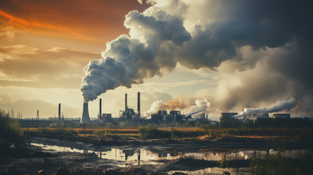 A factory emitting hazardous pollutants into the airの素材