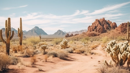 Desert wedding with arid landscape and cactiの素材