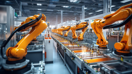 Industrial assembly line with precision roboticsの素材