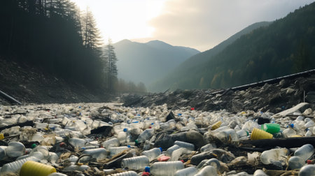 Plastic pollution in a mountainous regionの素材