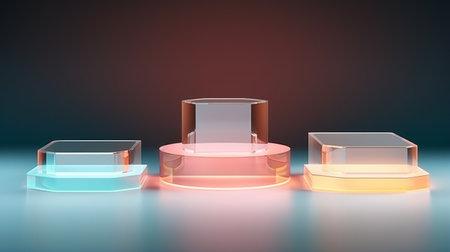 3d podiums with translucent elementsの素材