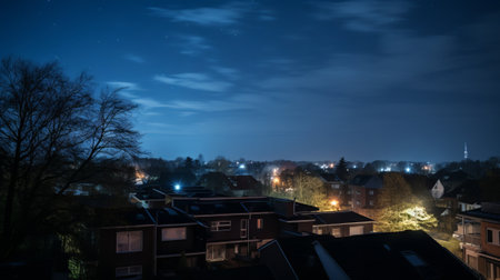 A residential area struggling with excessive residential light pollutionの素材