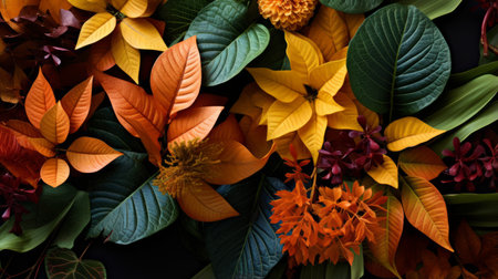 Leaves in a decorative arrangementの素材